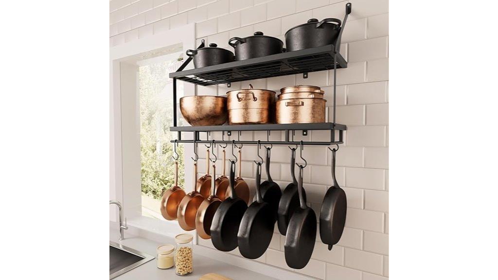 2 tier wall mounted pot rack