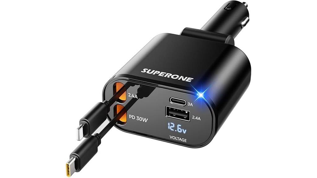 4 in 1 retractable car charger
