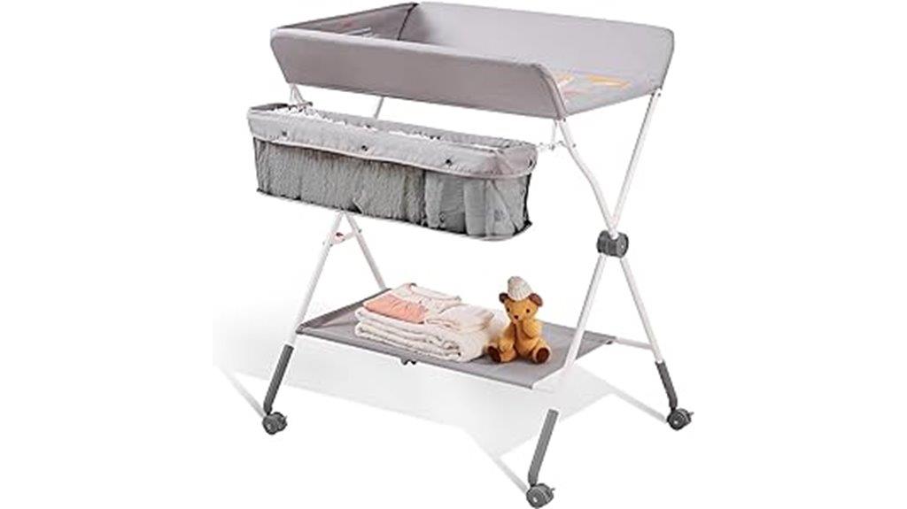adjustable height folding baby changing station