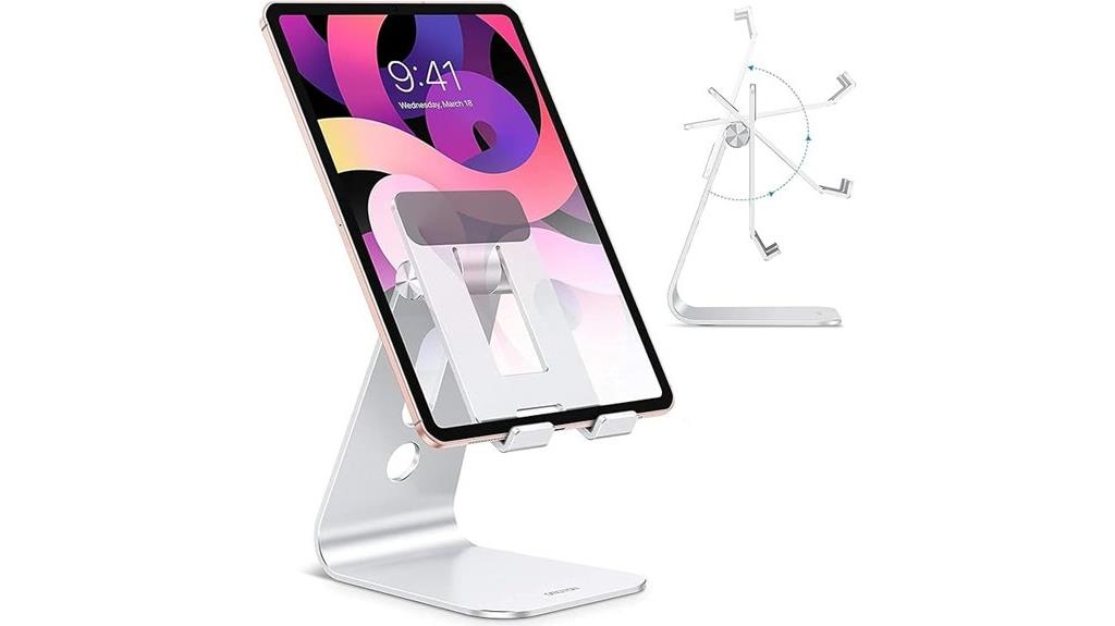 adjustable silver tablet desk stand