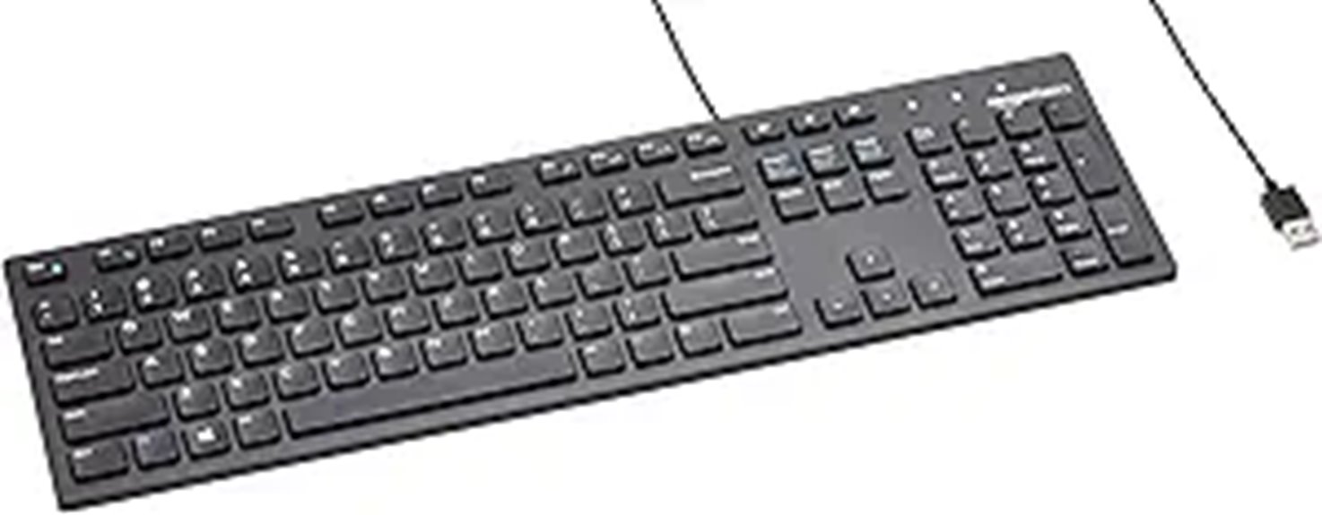 black full sized wired keyboard