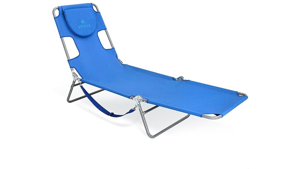 blue outdoor folding chaise lounger
