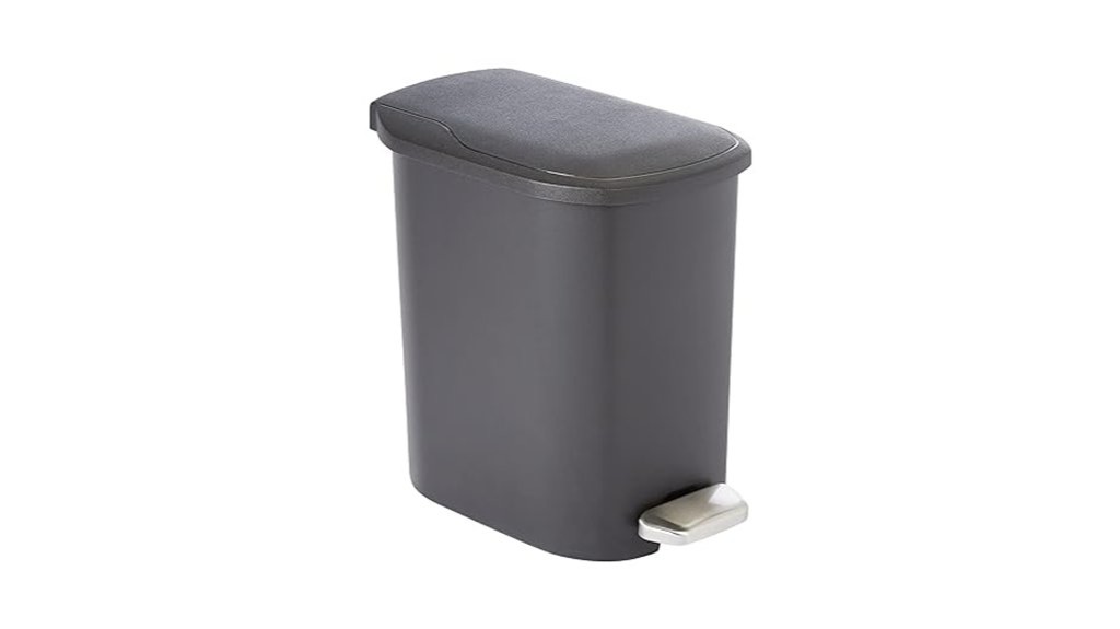 compact plastic bathroom trash can