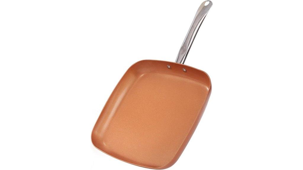 copper square ceramic non stick frying pan