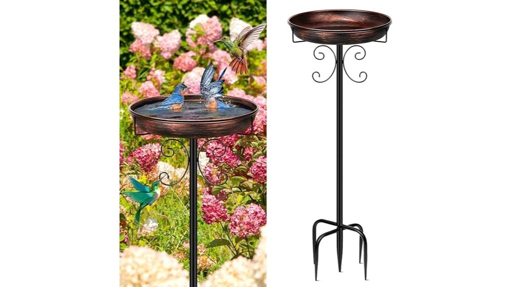 decorative outdoor metal bird bath