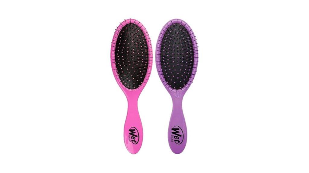 detangling pink and purple brushes