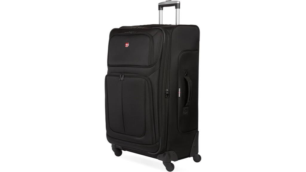 durable expandable black checked luggage