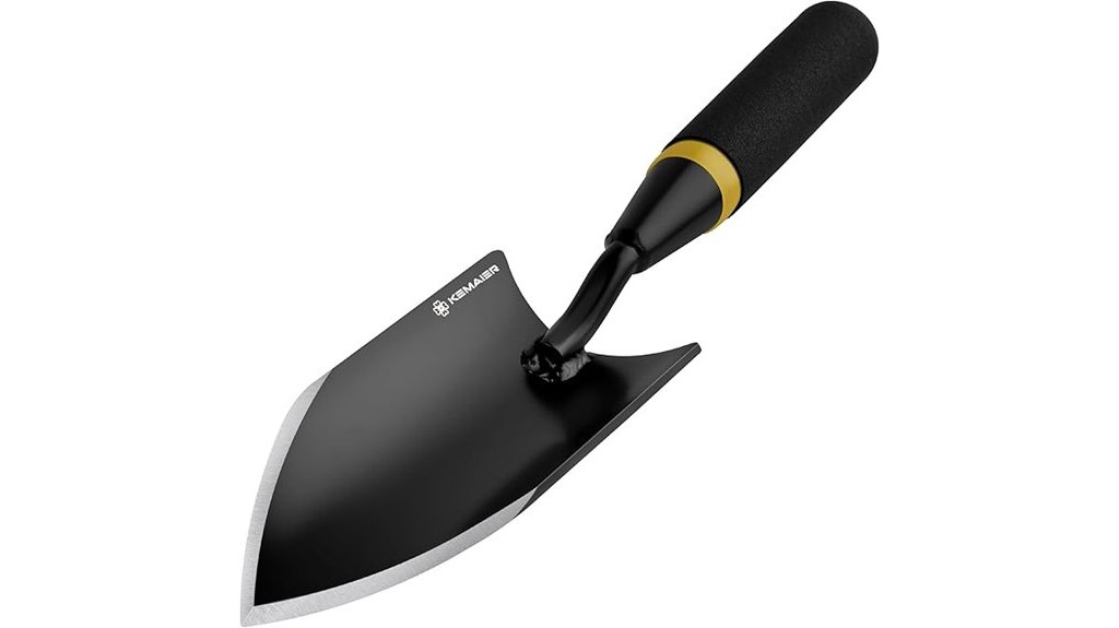 durable steel gardening trowel rubberized handle