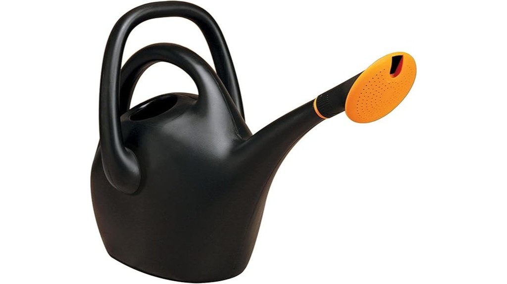 easily pouring black watering can