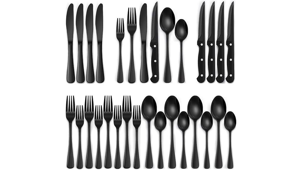 elegant black stainless steel tableware