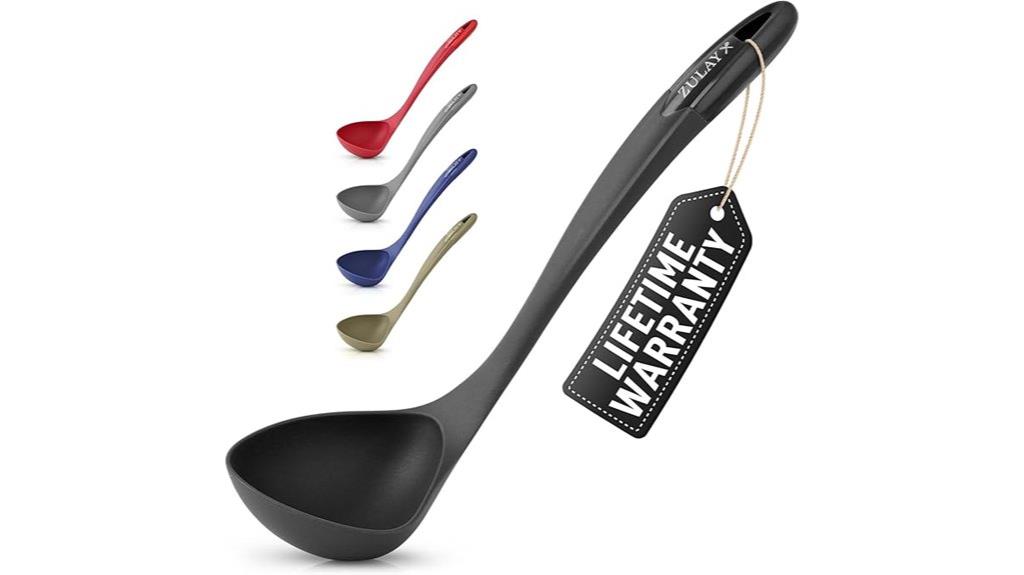 ergonomic heat resistant kitchen soup ladle