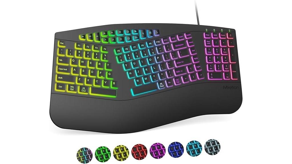 ergonomic rgb backlit computer keyboard