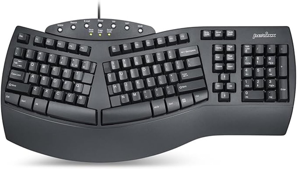 ergonomic split keyboard black wired usb