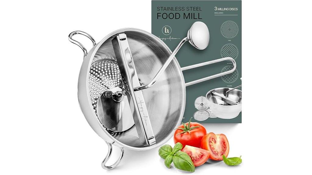 ergonomic stainless steel food mill