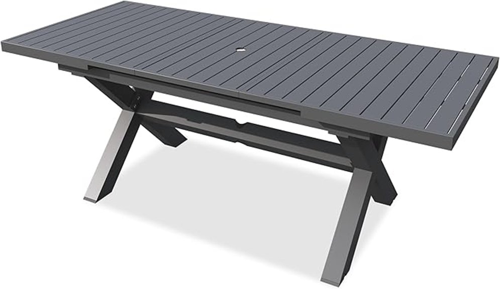 expandable aluminum outdoor dining table