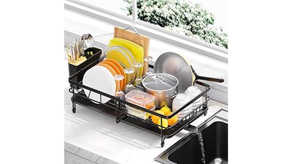 expandable bamboo covered dish drying rack