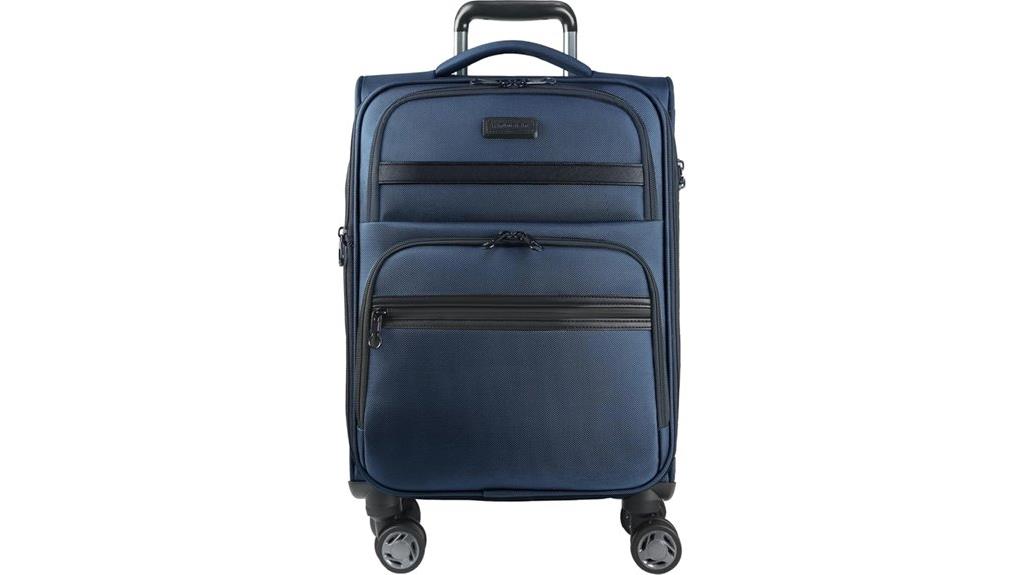 expandable blue carry on luggage with usb