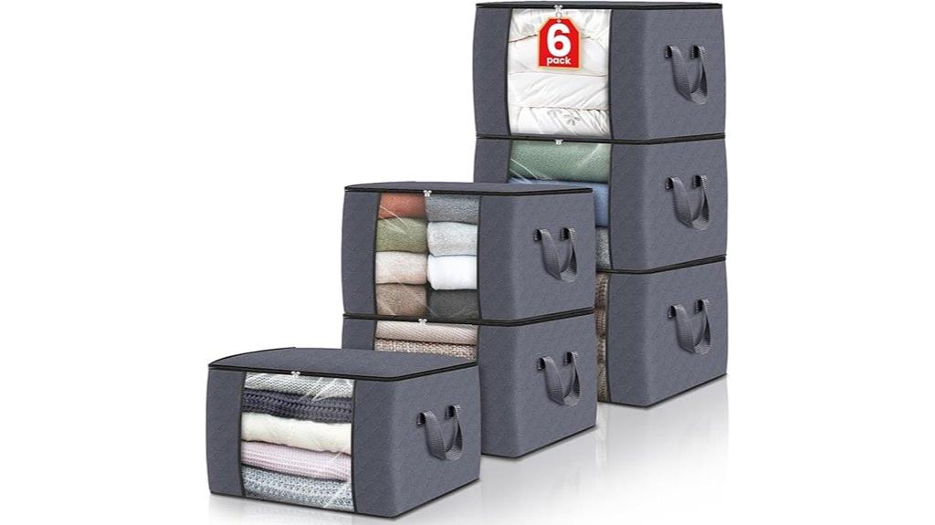 foldable fabric storage bags 6 pack