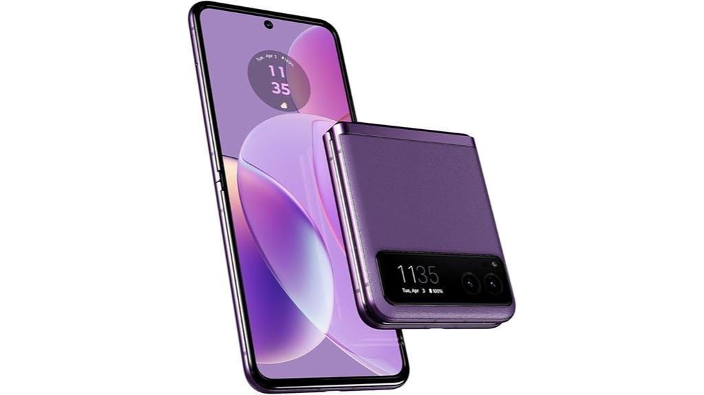 foldable motorola smartphone in lilac