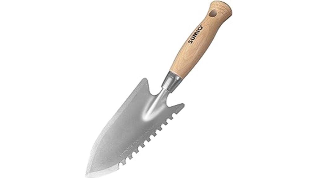 gardening trowel with serrated edge