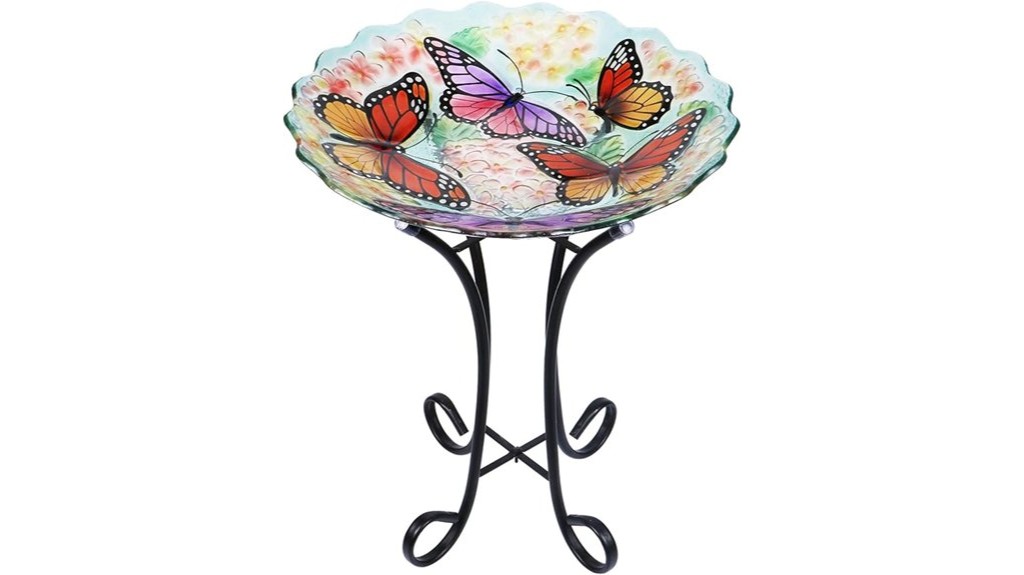 glass bird bath decor