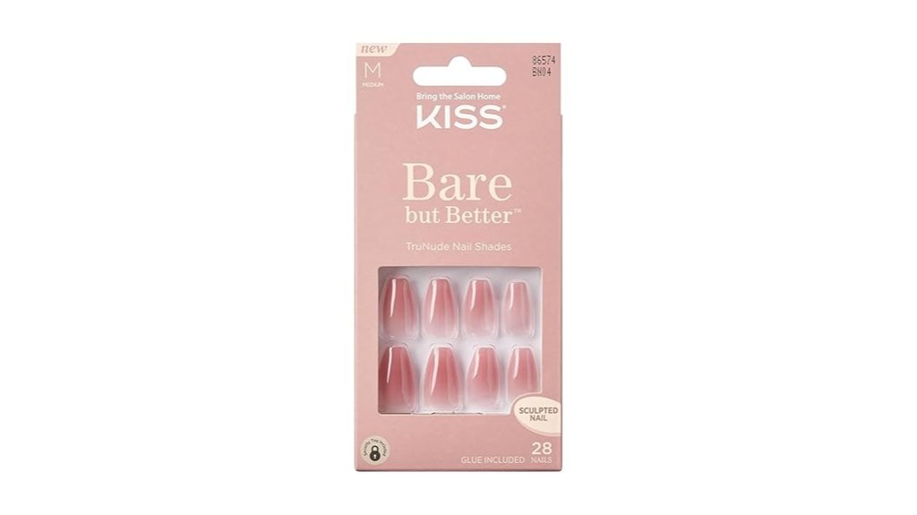 glue on nude manicure nails