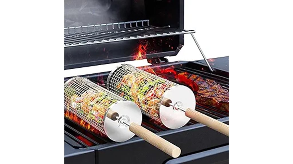 grilling basket with wooden handle