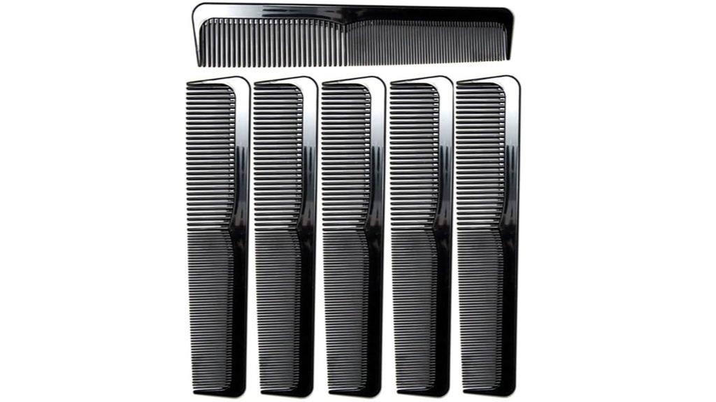 hair styling combs black large 6 pack