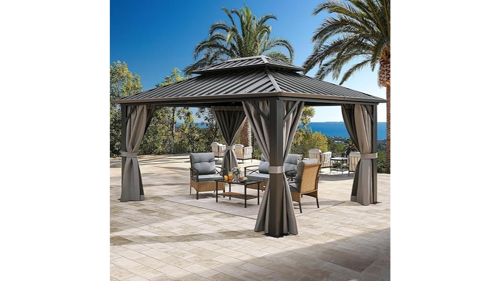 hardtop gazebo with accessories gray