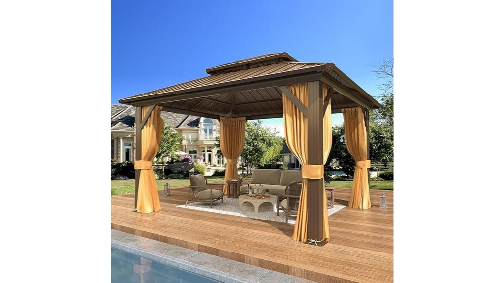 hardtop gazebo with curtain netting