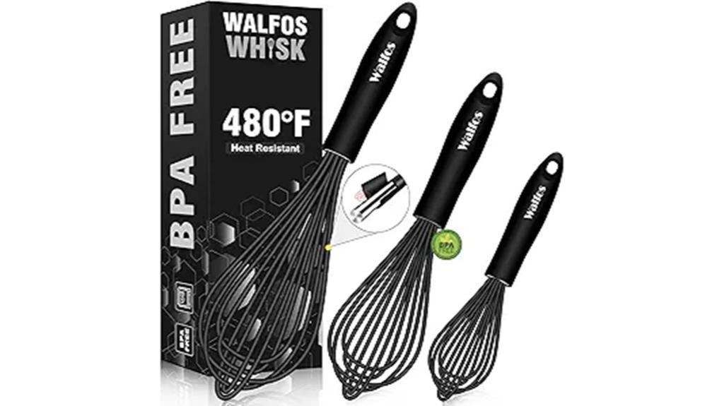 heat resistant silicone kitchen whisks