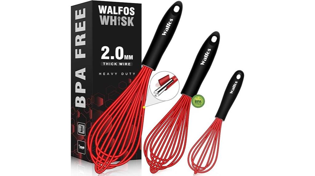 heat resistant silicone whisks set