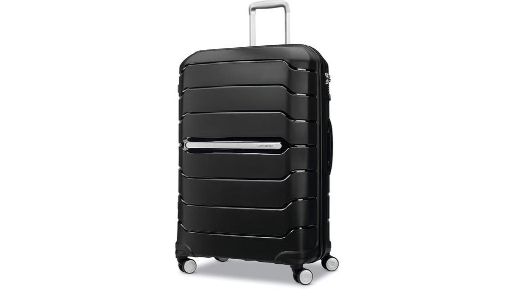 large dual wheeled spinner luggage
