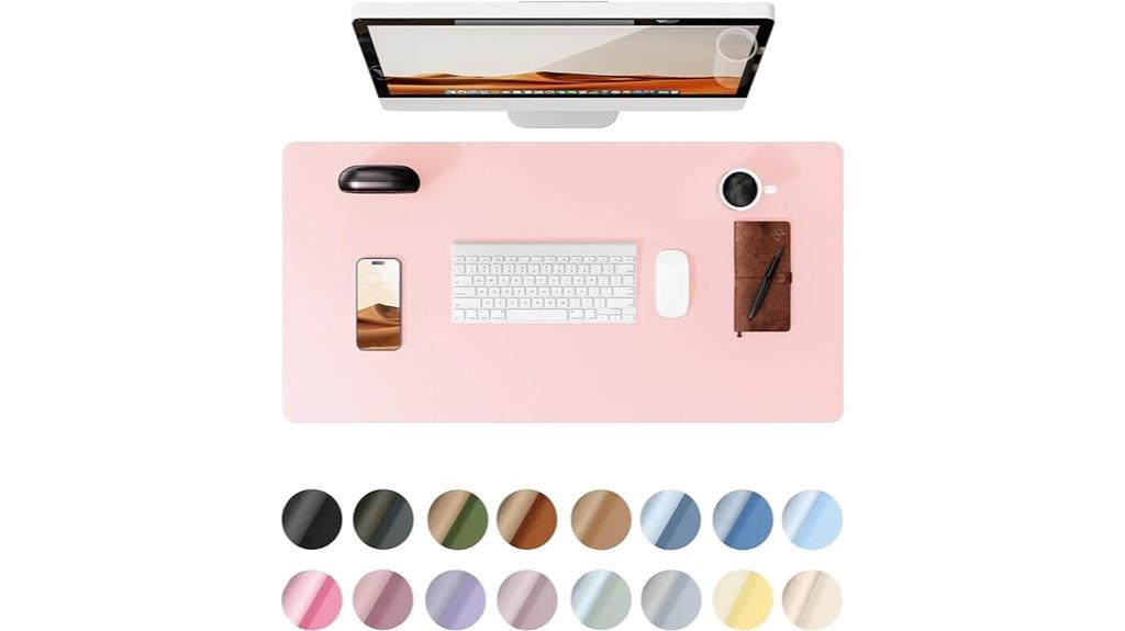 light pink leather desk cover