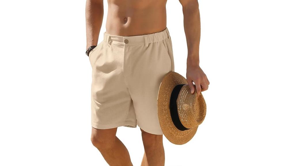 linen casual beach shorts multipocketed