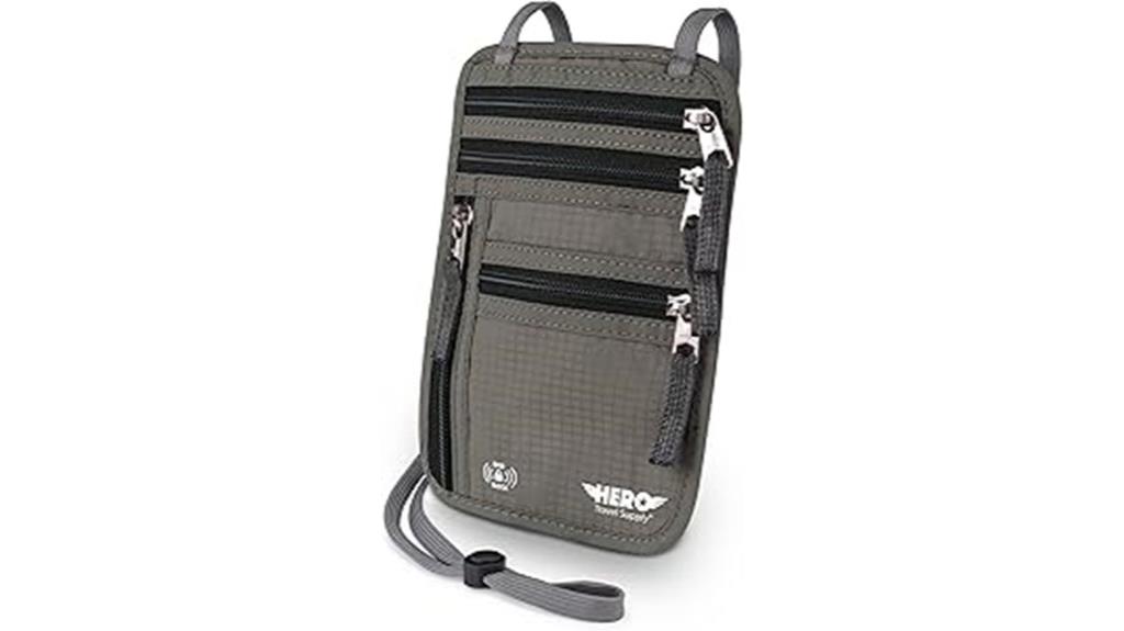 neck wallet with rfid blocking passport