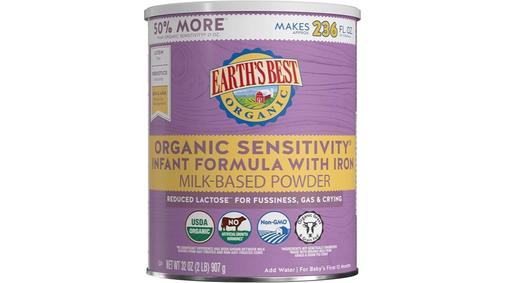 organic sensitive infant formula