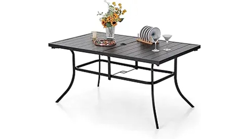 outdoor dining table with umbrella