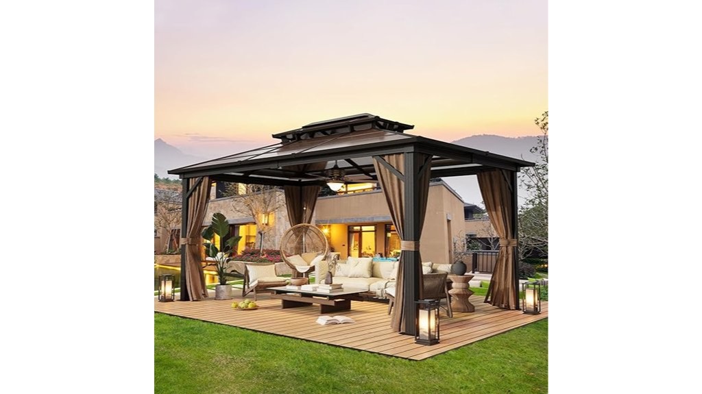 outdoor gazebo with curtains and netting