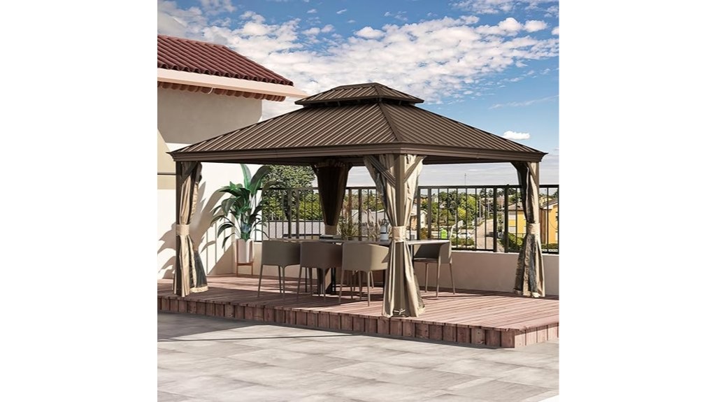outdoor hardtop gazebo with curtain