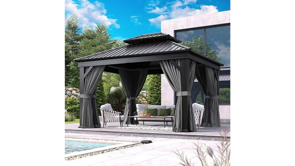 outdoor hardtop gazebo with curtains