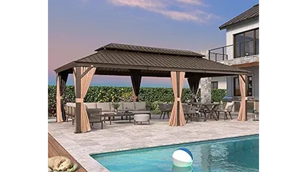 outdoor hardtop gazebo with curtains