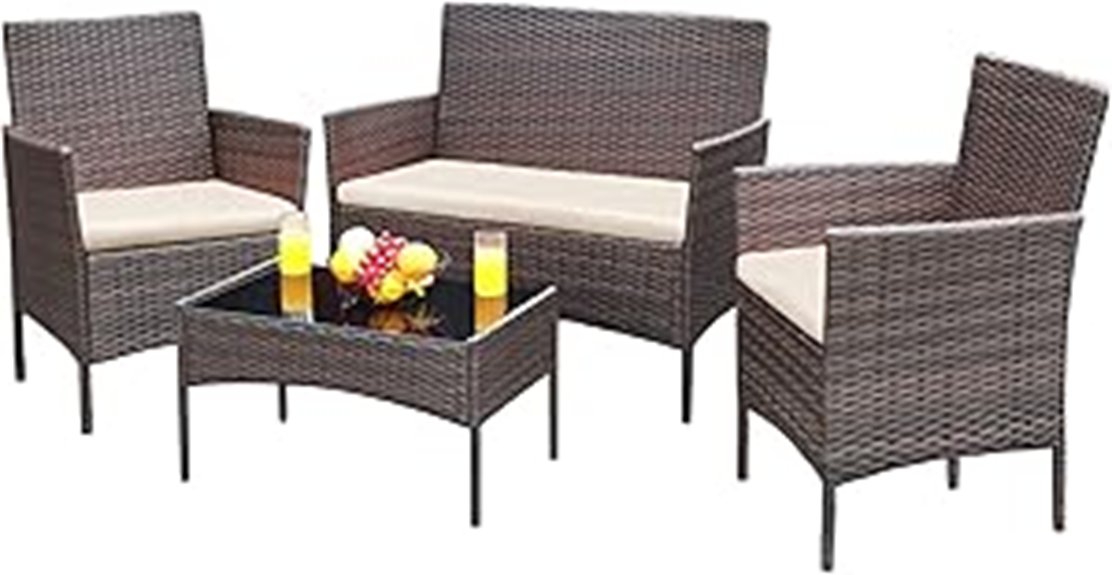 outdoor patio rattan furniture set