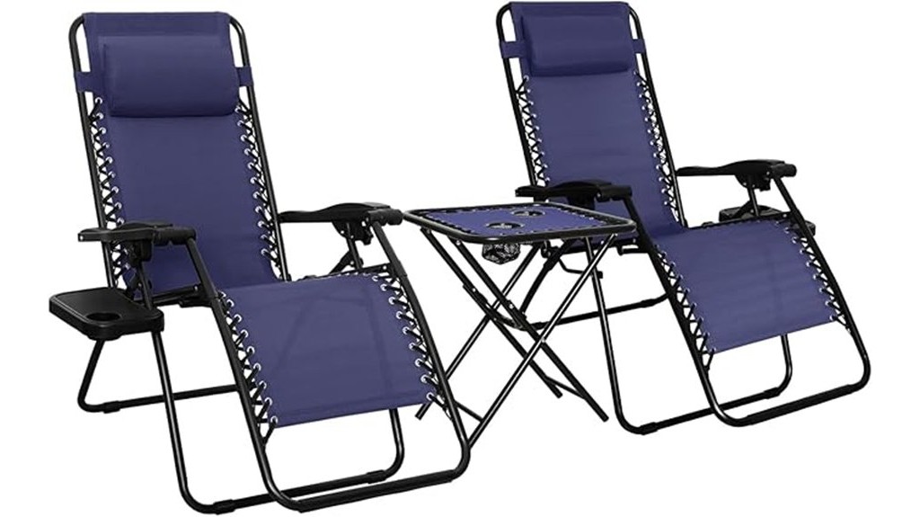 outdoor reclining folding lounge chair set