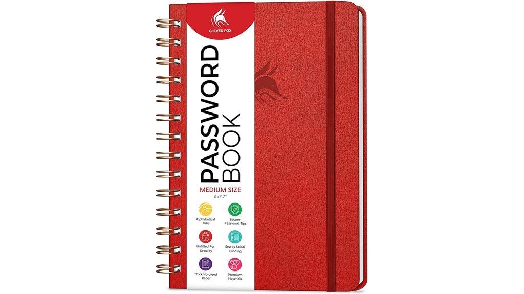 password organizer hardcover spiral notebook