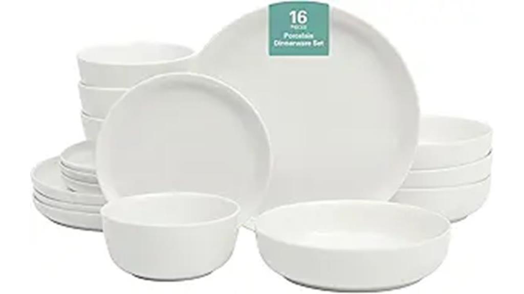 porcelain dinnerware set sixteen pieces serves four