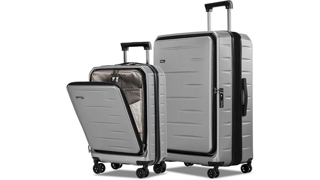 portable gray luggage with wheels