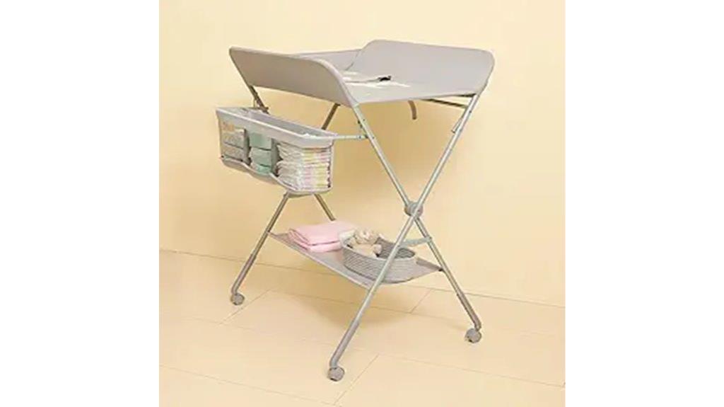 portable height adjustable wheeled baby changing table