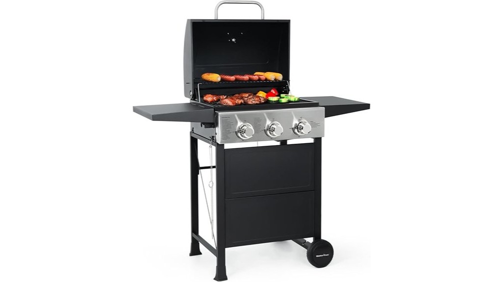 propane powered stainless steel foldable shelves grill