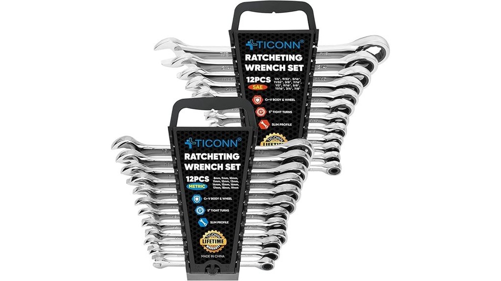 ratcheting wrench set with organizer